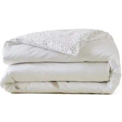 Linnea Housse de couette brodée 200x200 cm en satin de coton NINA blanc