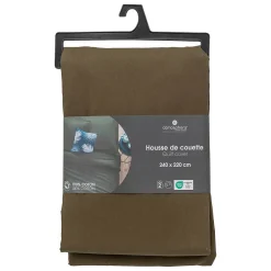 Atmosphera Créateur D'Intérieur Housse de couette Carina coton 240x220cm vert kaki - Atmosphera