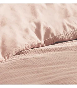 Douceur D'Intérieur Housse de couette double gaze coton uni Vieux rose 140x200cm - 140x200cm - Rose