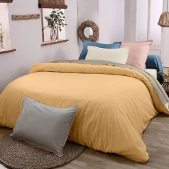 Tradilinge Housse de couette en coton biologique (140x200 cm - Jaune) Outlet