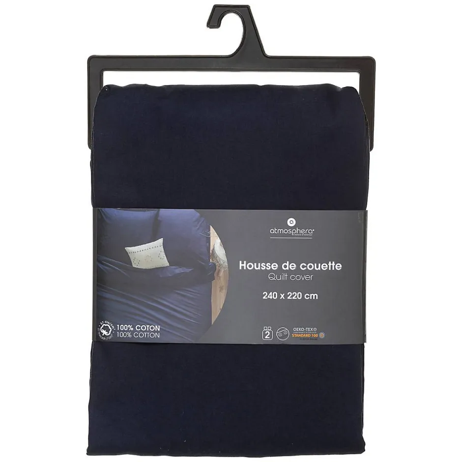 Atmosphera Créateur D'Intérieur Housse de couette en coton - bleu encre 240x220 cm - Atmosphera