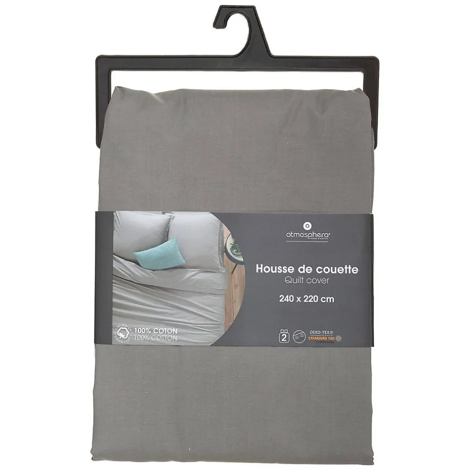 Atmosphera Créateur D'Intérieur Housse de couette en coton - gris 240x220 cm - Atmosphera