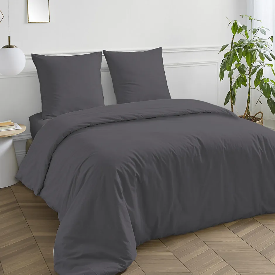 Future Home Housse de couette en coton 57 fils unie 200x200cm
