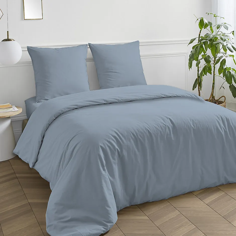 Future Home Housse de couette en coton 57 fils unie 200x200cm