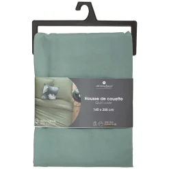 Atmosphera Créateur D'Intérieur Housse de couette en coton - vert céladon 140x200 cm - Atmosphera