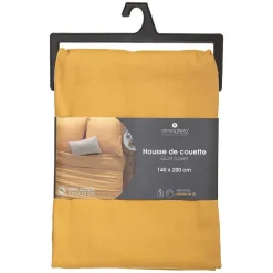 Atmosphera Créateur D'Intérieur Housse de couette en coton - jaune moutarde 140x200 cm - Atmosphera Outlet