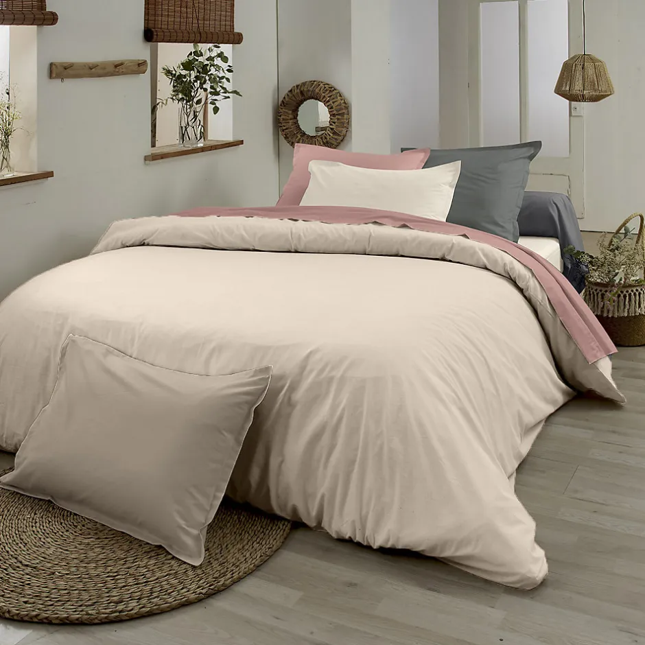 Tradilinge Housse de couette en coton biologique (260x240 cm - Sable)