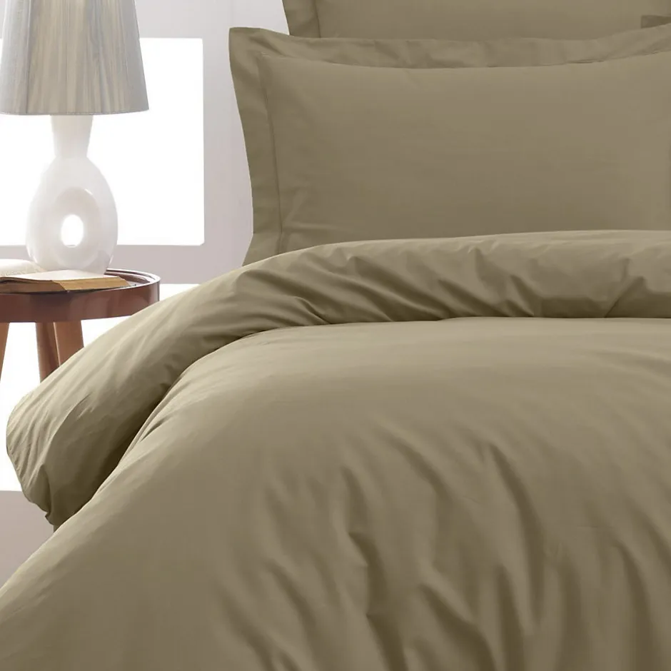 Sensei Maison Housse de couette en percale coton Taupe 200x200 cm SOFT PERCALE