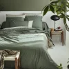 Tradilinge Housse de couette en percale de coton au galon géométrique (280x240 cm - Vert Olive)