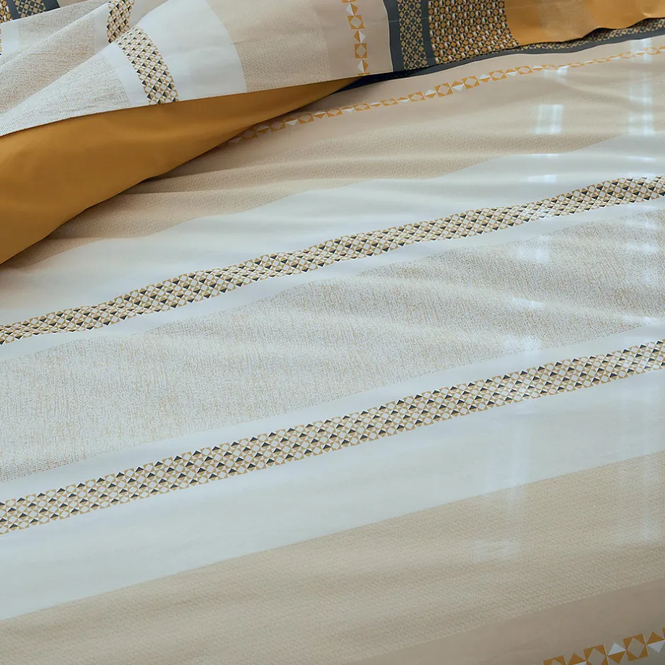 Tradilinge Housse de couette en percale de coton au style ethnique chic (300x240 cm - Jaune)