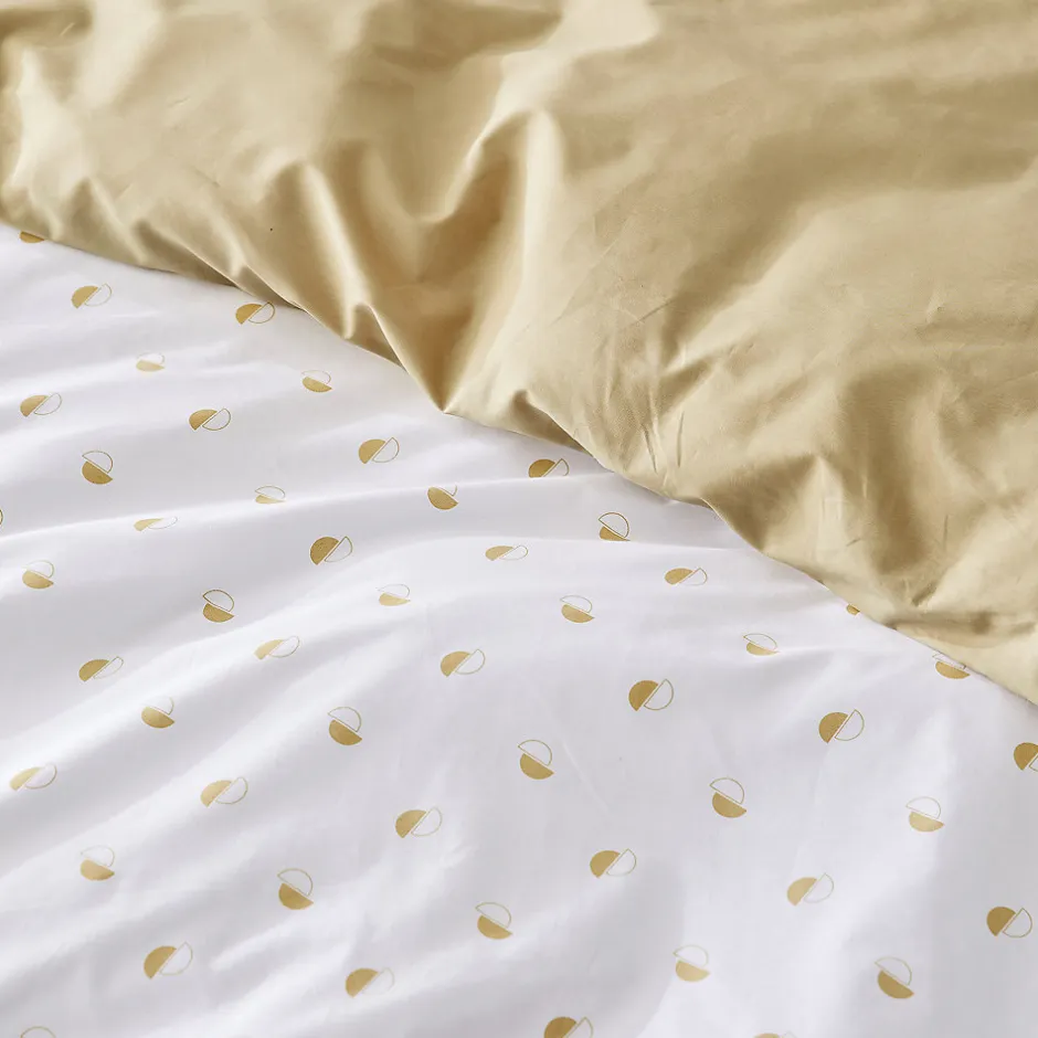 Tradilinge Housse de couette en percale au style géométrique (280x240 cm - Beige)