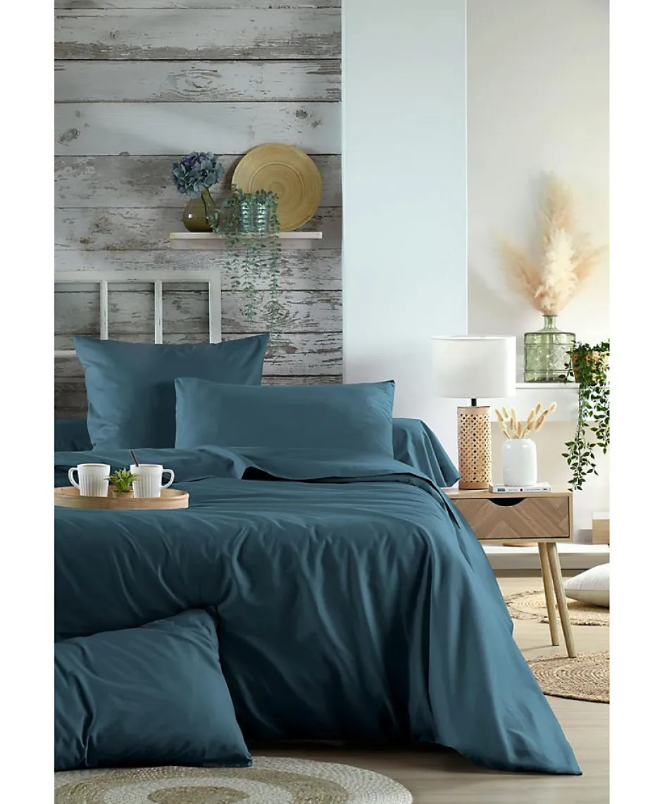 Eden Housse de couette en percale de coton uni Elysée