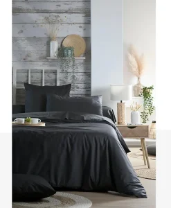 Eden Housse de couette en percale de coton uni Elysée Discount