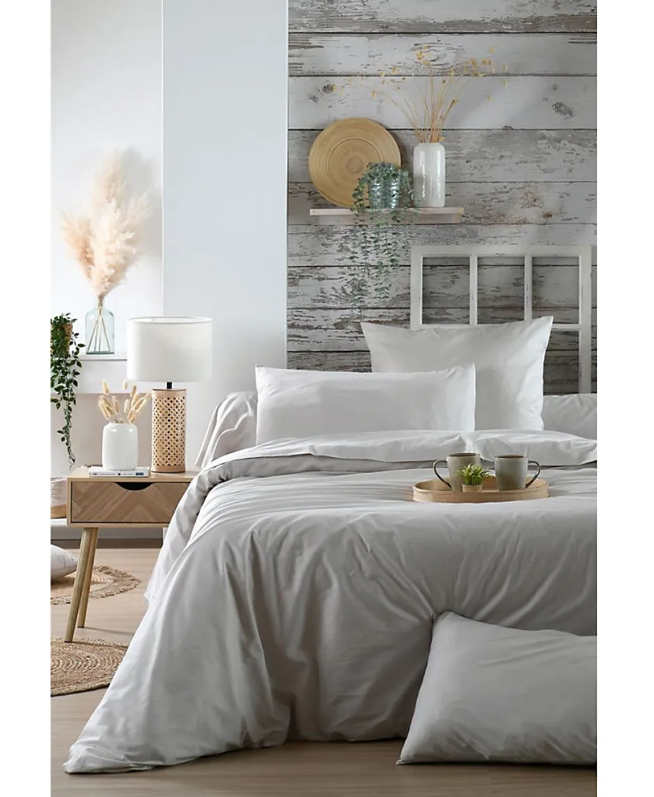 Eden Housse de couette en percale de coton uni Elysée