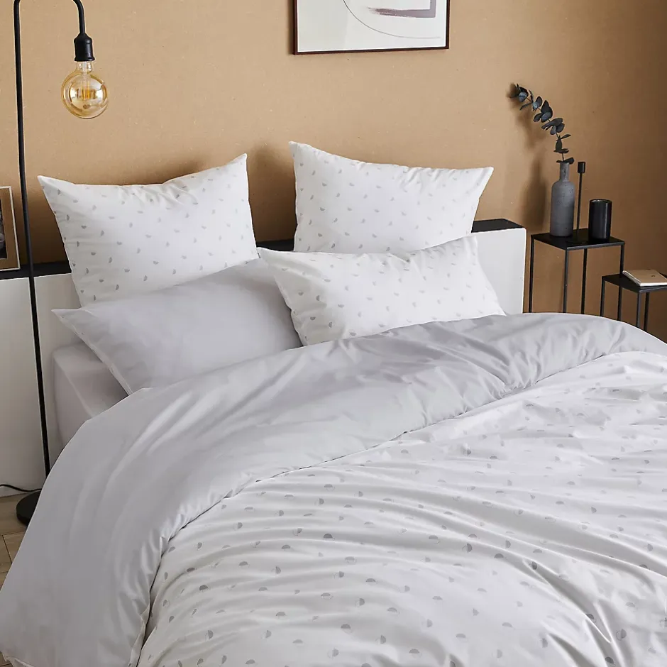 Tradilinge Housse de couette en percale au style géométrique (260x240 cm - Gris clair) Discount