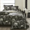 Tradilinge Housse de couette en satin aux feuilles tropicales (200x200 cm - Gris anthracite) Clearance