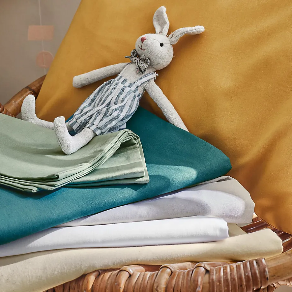 Tradilinge Housse de couette enfant uni (100x140 cm - Blanc)