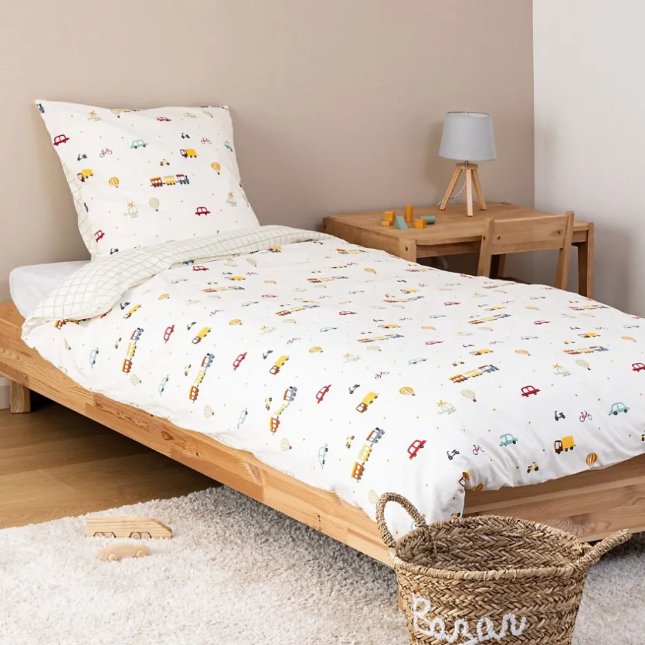 Atmosphera Créateur D'Intérieur Housse de couette enfant 140x200 VOITURES + taie coton 57 fils Outlet