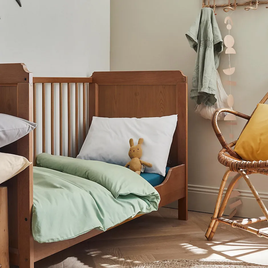 Tradilinge Housse de couette enfant uni (100x140 cm - Vert tilleul)