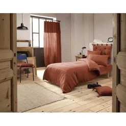 L'Effet Papillon Housse de couette "Gaïa" toutes dimensions "Gaze de Coton" - Gaïa Terracotta - Housse de couette 140 x 200 cm Discount