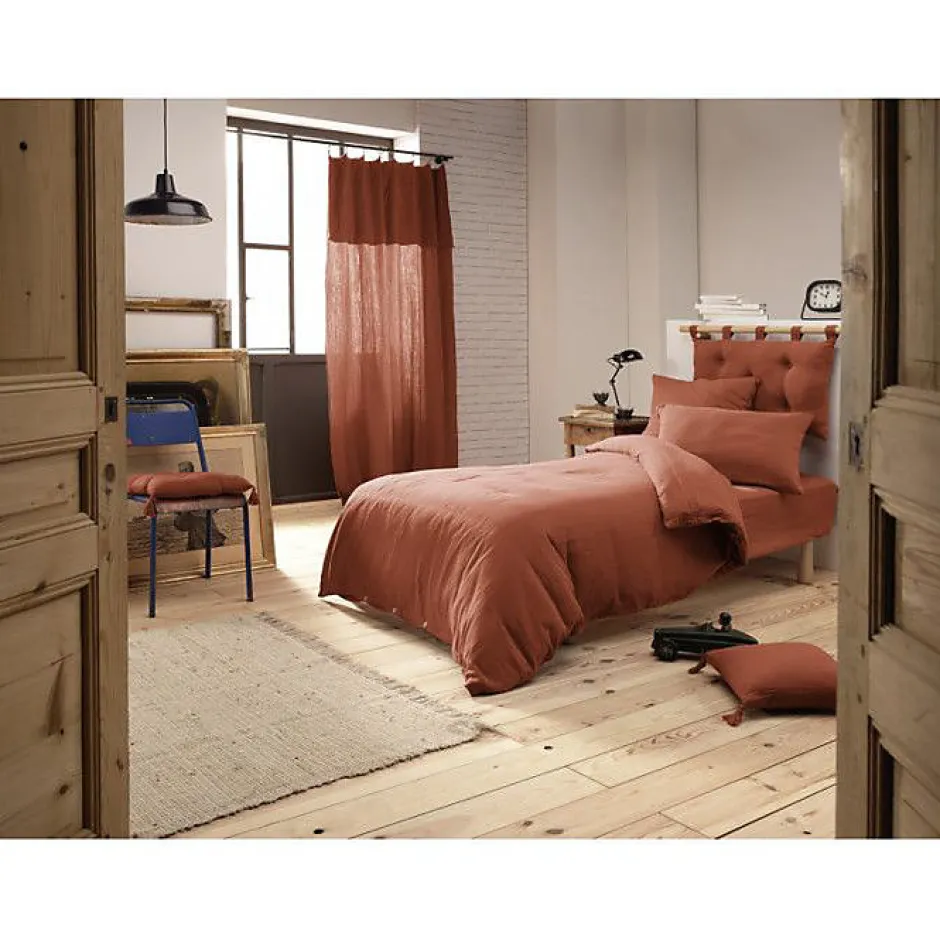 L'Effet Papillon Housse de couette "Gaïa" toutes dimensions "Gaze de Coton" - Gaïa Terracotta - Housse de couette 140 x 200 cm Discount