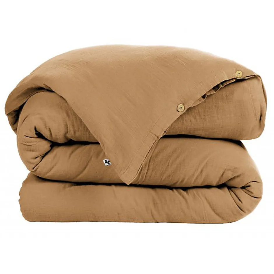 L'Effet Papillon Housse de couette "Gaïa" toutes dimensions "Gaze de Coton" - Gaïa Camel - Housse de couette 260 x 240 cm