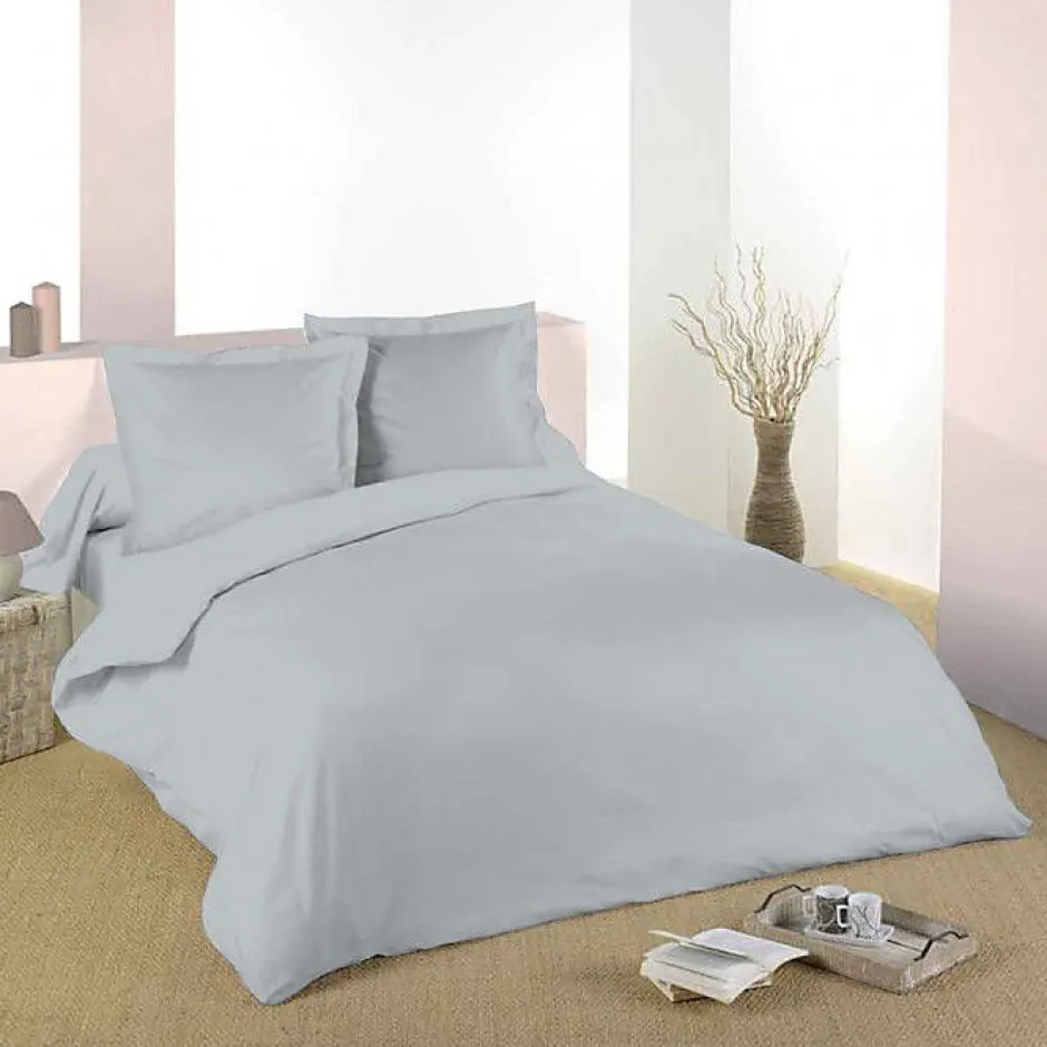 Univers Décor Housse de couette Gris perle 240 x 220 cm / 100% Coton / 57 Fils/cm² pour lit 2 places Online