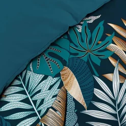 Douceur D'Intérieur Housse de couette imprimé allover 42 fils "Alianor" - 240x260cm - Bleu canard Clearance