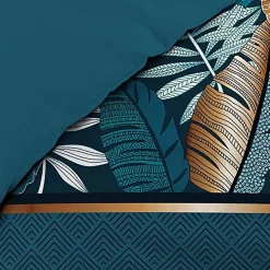 Douceur D'Intérieur Housse de couette imprimé allover 42 fils "Alianor" - 220x240cm - Bleu canard Sale