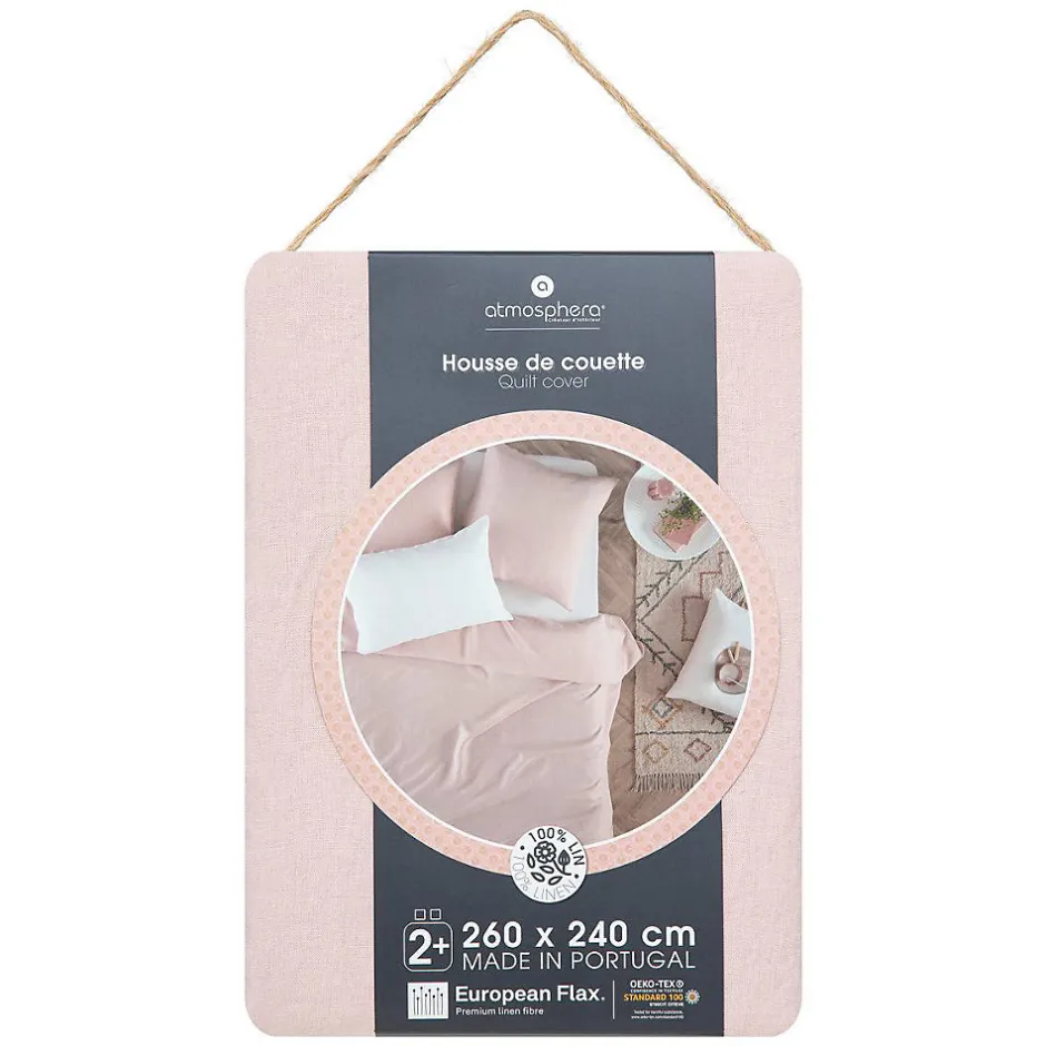 Atmosphera Créateur D'Intérieur Housse de couette Linah - rose - lin lavé 260x240 cm - Atmosphera