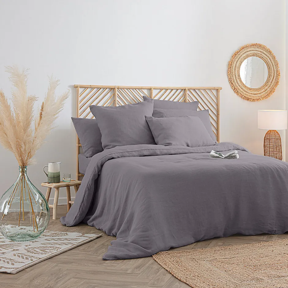 Atmosphera Créateur D'Intérieur Housse de couette Linah - gris - lin lavé 240x220 cm - Atmosphera