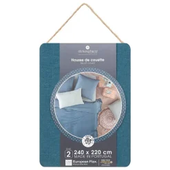 Atmosphera Créateur D'Intérieur Housse de couette Linah - bleu canard - lin lavé 260x240 cm - Atmosphera Sale