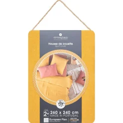 Atmosphera Créateur D'Intérieur Housse de couette Linah - jaune ocre - lin lavé 260x240 cm - Atmosphera
