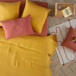Atmosphera Créateur D'Intérieur Housse de couette Linah - jaune ocre - lin lavé 260x240 cm - Atmosphera