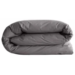 Vent Du Sud Housse de couette "Manoir" percale pur coton peigné longues fibres 80 fils/cm² - Ardoise - Housse de couette 240 x 220