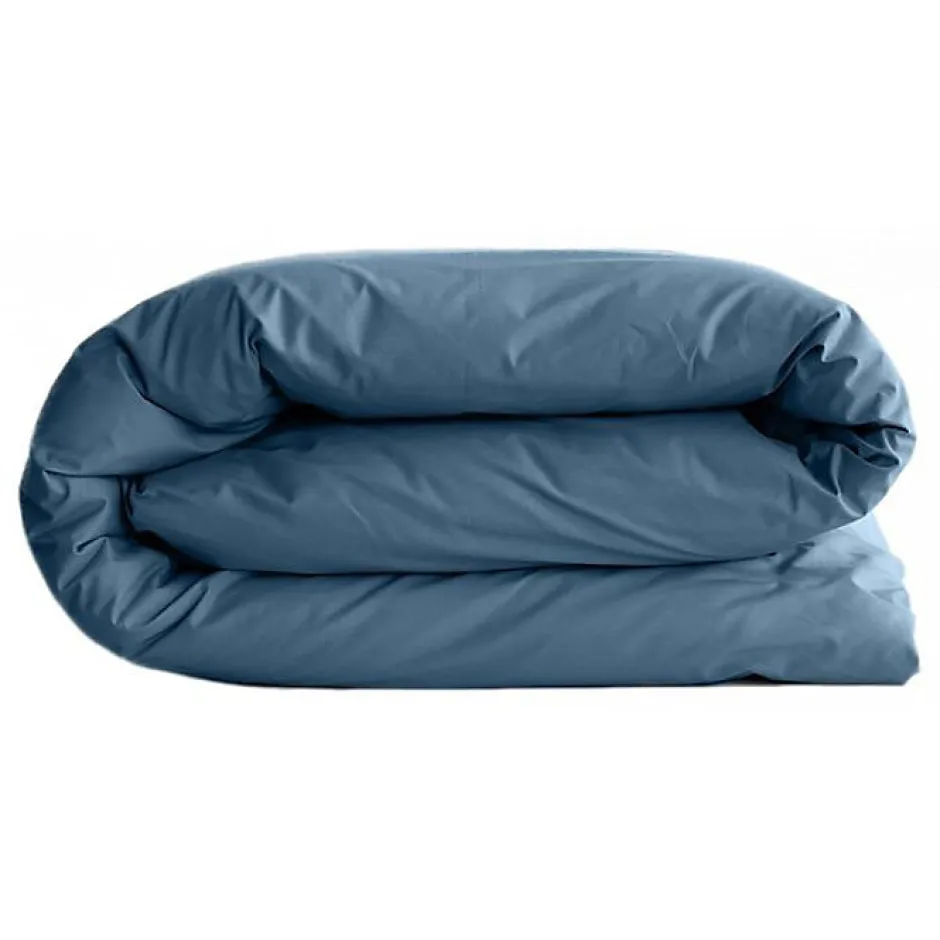Vent Du Sud Housse de couette "Manoir" percale pur coton peigné longues fibres 80 fils/cm² - Marine - Housse de couette 260 x 240