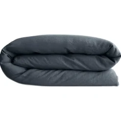 Linnea Housse de couette PALACE pur coton lavé 240x220 cm uni noir granit
