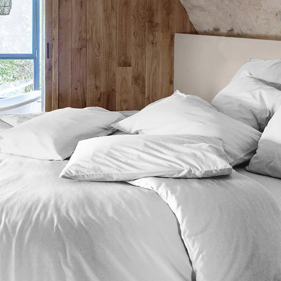 Linnea Housse de couette PALACE pur coton lavé 280x240 cm uni blanc neige