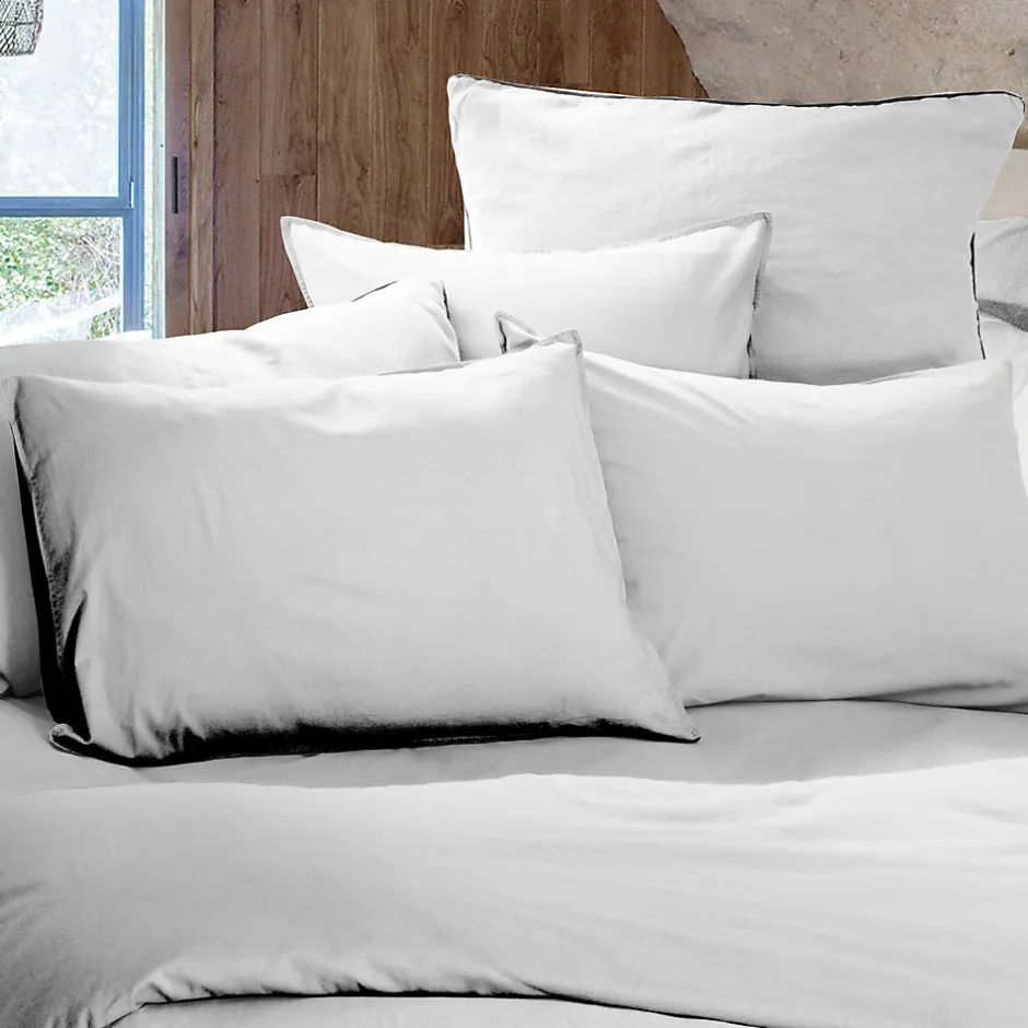 Linnea Housse de couette PALACE pur coton lavé 280x240 cm uni blanc neige