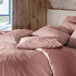 Linnea Housse de couette PALACE pur coton lavé 240x220 cm uni rose