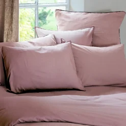Linnea Housse de couette PALACE pur coton lavé 240x220 cm uni rose