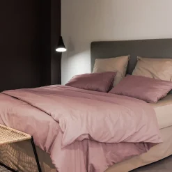 Linnea Housse de couette PALACE pur coton lavé 240x220 cm uni rose