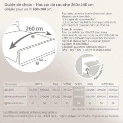 Linnea Housse de couette PALACE pur coton lavé 260x240 cm uni beige lin Outlet
