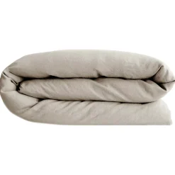 Linnea Housse de couette PALACE pur coton lavé 260x240 cm uni beige lin Outlet