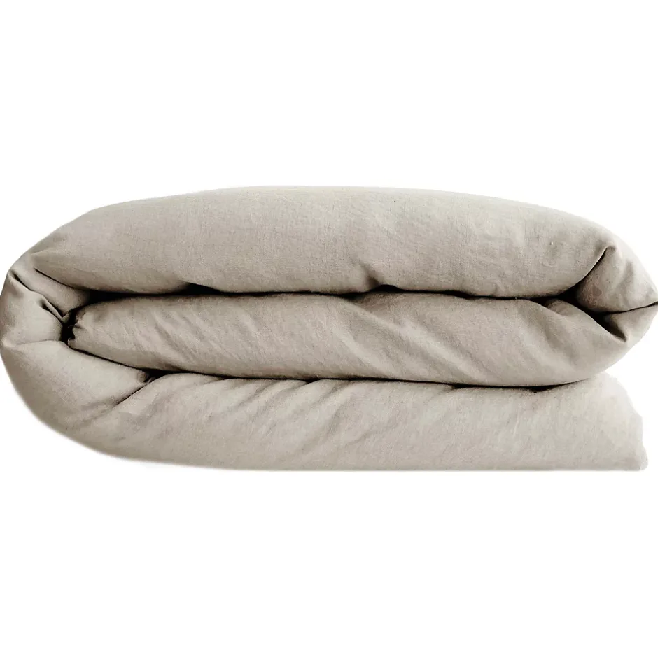 Linnea Housse de couette PALACE pur coton lavé 260x240 cm uni beige lin Outlet