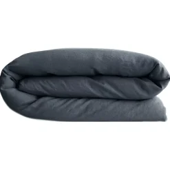 Linnea Housse de couette PALACE pur coton lavé 260x240 cm uni noir granit Outlet
