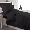 Tradilinge Housse de couette percale 140 x 200 cm unie (140x200 cm - Gris anthracite)