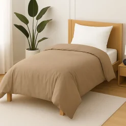 Mortreux Housse de couette Polycoton Taupe - 1 personne 140 x 200 - 488-6
