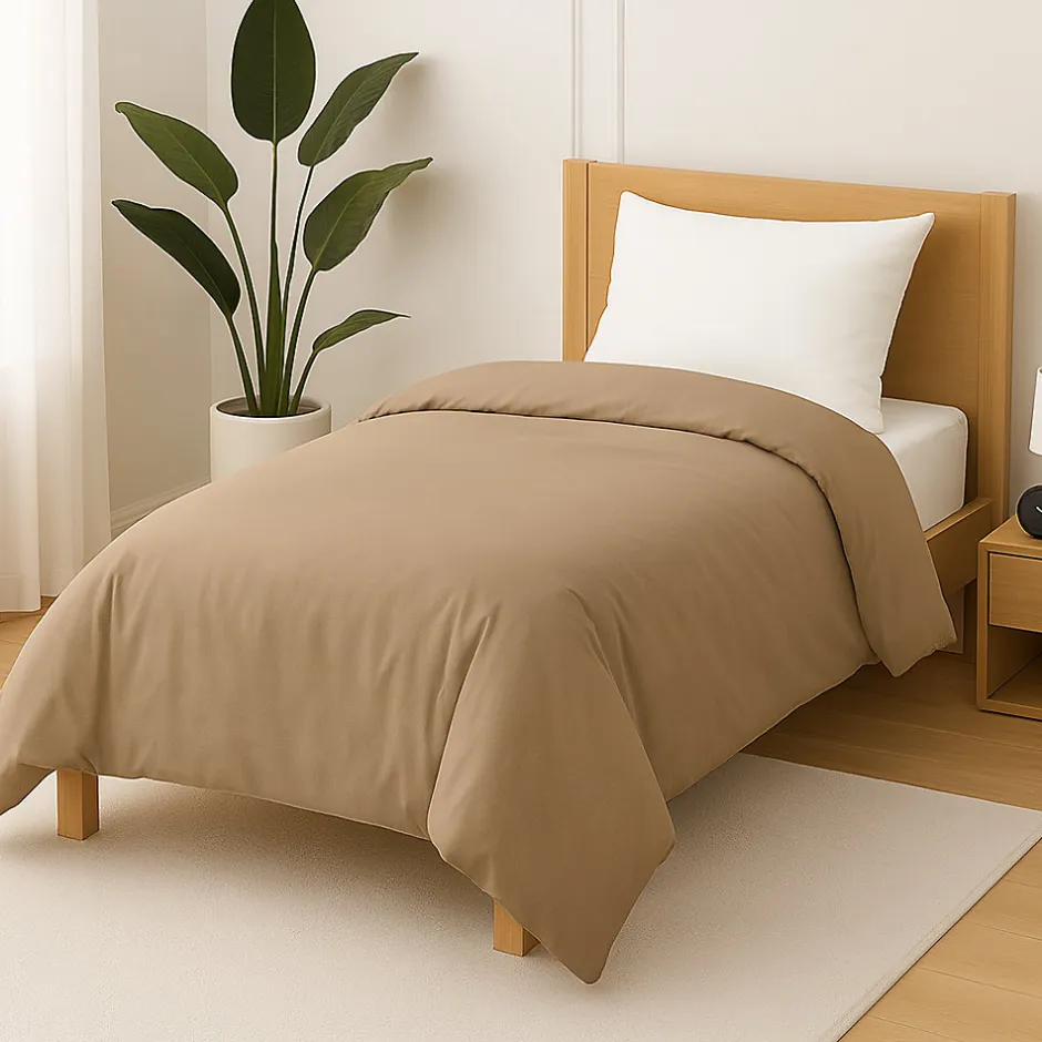 Mortreux Housse de couette Polycoton Taupe - 1 personne 140 x 200 - 488-6