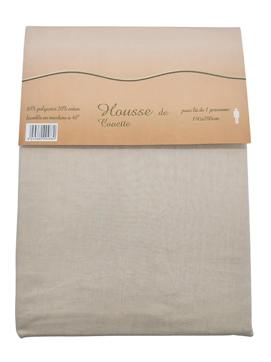 Mortreux Housse de couette Polycoton Taupe - 1 personne 140 x 200 - 488-6